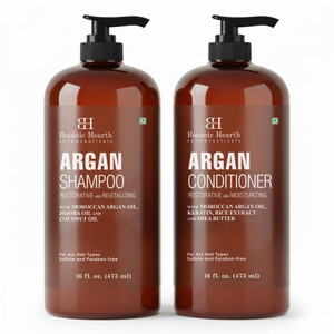 Botanic Hearth Argan Oil Shampoo And Conditioner Set | 16 Fl Oz Each With Keratin, Restorative & Moisturizing, Sulfate Free | All Hair Types & Color