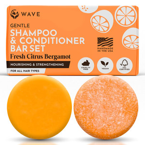 Shampoo and Conditioner Bar, Fresh Citrus - Sulfate Free Solid Shampoo and Conditioner Bars Set, Vegan Hair Care for All Hair Types, Long Lasting (12