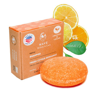 Wave Fresh Citrus Shampoo Bar - Moisturizing & Handmade Vegan Bar for Shiny Hair, Natural, Organic & Non-GMO Shampoo for Women & Men, 2.3 oz, Long-La