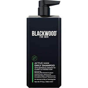 BLACKWOOD FOR MEN Active Man Daily Shampoo - Thickening & Clarifying Shampoo for Normal to Oily Hair or Scalp - Fights Hair Loss - Natural Vegan Form