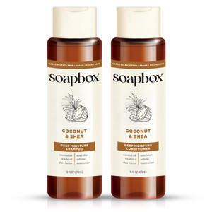 Soapbox Shampoo and Conditioner Set with Coconut Oil, Jojoba Oil, Aloe and Shea Butter to Moisturize and Nourish for All Hair Types, 16 Ounces Each (