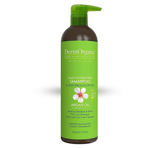 DermOrganic Daily Hydrating Shampoo - 100% Sulfate-Free, 70% Organic - Rich Lather Restores Dry, Damaged Hair, 16.9