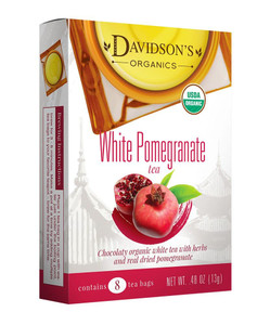 Davidson's Organics, White Pomegranate, 8-count Tea Bags, Pack of 12