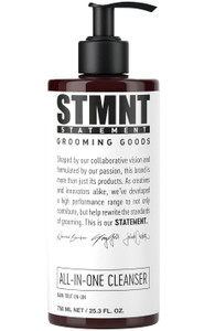 STMNT Grooming Goods All-In-One Daily Cleanser, 25.3 oz | SLS/SLES Sulfates Free | Extra Caring Formula w/ Activated Charcoal & Menthol