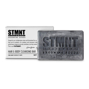 STMNT Grooming Goods Hair & Body Cleansing Bar, 4.4 oz | SLS/SLES Sulfates Free | Moisturizing Formula w/Activated Charcoal | Travel Friendly