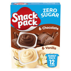 Snack Pack Zero Sugar Chocolate and Vanilla Flavored Pudding Cups, 3.25 oz., 12-Count Family Pack