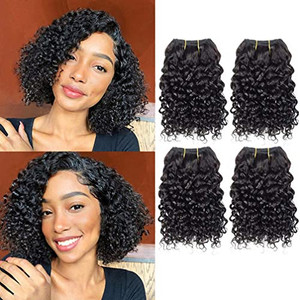 Human Hair Bundles Kinky Curly Bundles Human Hair Curly Wave Hair 4 Bundles Human Hair 50 Gram/Bundle 8A Unprocessed Kinky Curly Wave Bundles (8 8 8