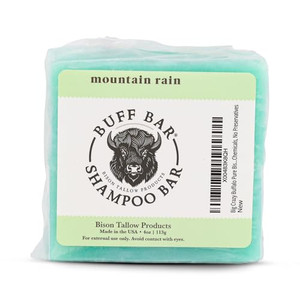 Big Crazy Buffalo Pure Bison Tallow Buff Shampoo Bar, Mountain Rain, (2 pack) - Scents of Sea Salt, Moss, & Freesia - Cleans, Moisturizes, Naturally
