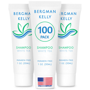 BERGMAN KELLY - Travel Size Hotel Shampoo - 1 fl oz, 100 PK, White Tea - Delight Your Guests with Revitalizing & Refreshing Hair Cleanser for Guest H