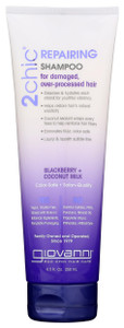 GIOVANNI 2chic Ultra-Repairing Shampoo - For Damaged, Over-Processed Hair, Helps Restore Hair's Natural Elasticity, Blackberry & Coconut Oil, Argan,