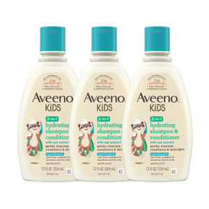 Aveeno Kids 2-in-1 Shampoo and Conditioner, Hydrating Shampoo and Conditioner for Soft, Smooth and Easily Manageable Hair, Oat Extract Formula, Gentl