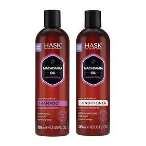 HASK Macadamia Oil Moisturizing Shampoo + Conditioner Set | For All Hair Types, Sulfate-Free, Paraben-Free, Gluten-Free, Cruelty-Free, Color Safe | 1