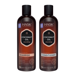 HASK Coconut Nourishing Shampoo + Conditioner Set | For All Hair Types, Sulfate-Free, Paraben-Free, Gluten-Free, Cruelty-Free, Color Safe | 12oz each