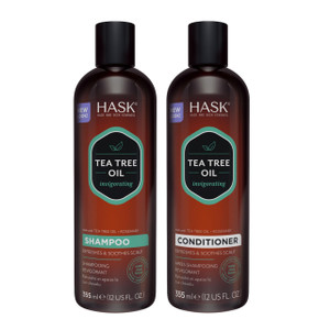 HASK Tea Tree Oil & Rosemary Invigorating Shampoo + Conditioner Set | Refreshes Scalp, Soothes, Sulfate-Free, Paraben-Free, Gluten-Free, Color Safe |