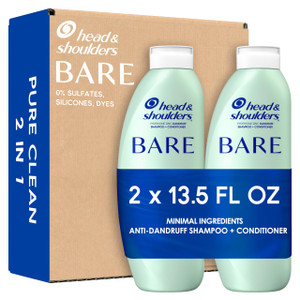 Head & Shoulders Anti-Dandruff Shampoo and Conditioner, BARE Pure Clean 2-in-1 Twin Pack, 1% Pyrithione Zinc, Scalp Care, Sulfate-Free, Silicone-Free