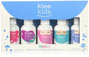 Klee Kids Magical Hair and Body Care Mini Travel Set, 2 Ounce Each. Shampoo, Conditioner, Detangler, Body Wash, Body Lotion. With Organic and Natural
