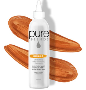 Pure Blends Marigold Hydrating Semi-Permanent Color Depositing Shampoo for Toning and Brightening Faded Color-Treated Hair - Prevents Fade, Extends C