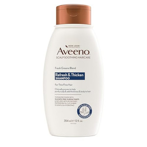 Aveeno, Fresh Greens Blend Sulfate-Free Shampoo with Rosemary, Peppermint & Cucumber to Thicken & Nourish, Clarifying & Volumizing Shampoo for Thin o