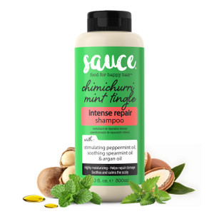 SAUCE Intense Repair Shampoo, Chimichurri Mint Tingle (10 Fl Oz) Soothes & Calms Scalp, Hydrating Shampoo for Damaged Hair with Argan & Peppermint Oi
