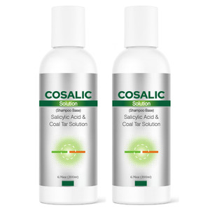 SALVE Cosalic Shampoo Solution (200 ml / 6.76 fl oz) Pack of 2 with Salicylic Acid & Coal Tar for Dandruff-Prone and Psoriasis-Prone Scalp
