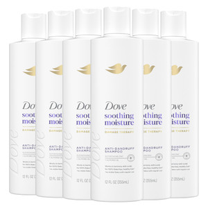 Dove Damage Therapy Derma Shampoo Soothing Moisture Pack of 6 for Flaky Scalp with Pyrithione Zinc and Almond Oil 12 Fl Oz