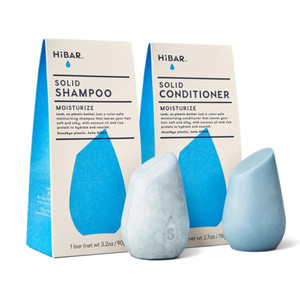 HiBAR - Moisturize Shampoo & Conditioner Set - For Dry, Frizzy Hair - Nourish & Hydrate -Coconut Oil, Cocoa Butter & Vitamin B5 -Plastic, Soap, Parab