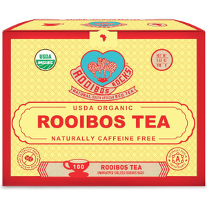 Organic Red Rooibos Tea Bags 100 Count - Naturally Sweet Herbal Tea Safe for Children & Pregnant Women - Low Tannin, Premium South African Caffeine F