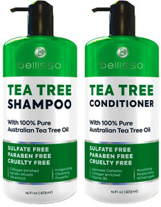 Tea Tree Shampoo and Conditioner Set  with 100% Pure Australian Tea Tree Oil - Anti Dandruff Sulfate and Paraben Free - Dry Scalp Treatment with Ker