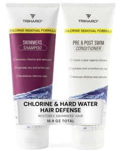 TRIHARD Chlorine Defense Swim Shampoo and Conditioner Combo, Protect and Hydrate Hair from Pool & Ocean, Nourishing Pre and Post Swim Chlorine and Ha