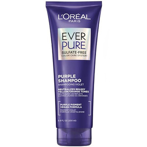 LOreal Paris Sulfate Free Brass Toning Purple Shampoo for Blonde, Bleached, Silver, or Brown Highlighted Hair, EverPure, 6.8 Fl Oz (Packaging May Va