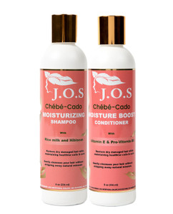 J.O.S Chébé-Cado Moisturizing Hair Care Bundle- Shampoo & Conditioner with Biotin for Anti-Thinning & Pro-Lengthening, Avocado & rice protein, Formul