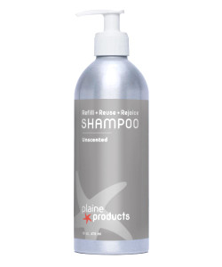 Plaine Products Eco-Friendly Shampoo - Unscented - Paraben/Sulfate/Phthalate Free, 16oz (Refillable Aluminum Bottle with Pump)