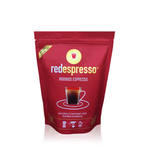 Red Espresso Rooibos Tea  Ground South African Red Tea for Espresso Machines  Caffeine-Free Herbal Brew, Coffee Alternative, Brews Like Coffee  8.