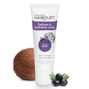 Hairgurt Coconut Acai Curl Perfecting Yogurt Shampoo  Enhances Curly & Wavy Hair  Sulfate-Free, Natural Formula, 8 oz
