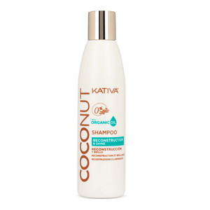 Kativa Shampoo, Coconut, 250 ML, Rebuilds and Repairs Extremely Damaged, Sensitized, Dehydrated and Dull Hair; Salt, Sulfate, Gluten & Paraben Free