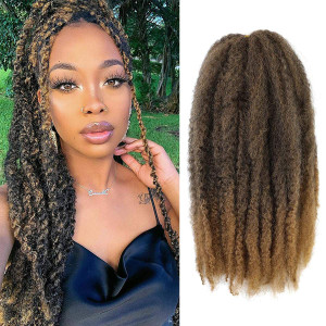 Marley Hair 3 Packs 18 Inch Long Afro Kinky Marley Twist Braiding Hair Natural Synthetic Marley Hair for Twists Crochet Hair Extension 100g/pack(T27#