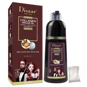DISAAR Beauty Speedy Hair Color Shampoo 100% Cover Gray White Hair Easy To Use Long Lasting 400ml/13.53fl.oz (Burgundy Red)