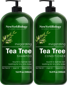New York Biology Tea Tree Shampoo and Conditioner Set - Deep Cleanser - Relief for Dandruff and Dry Itchy Scalp - Therapeutic Grade - Helps Promote H
