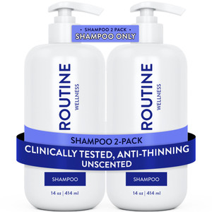 Routine Wellness Anti-Thinning Shampoo for Thinning Hair - Biotin DHT Blocker Women & Men - Color Safe Shampoo for Hair Loss & Healthy Hair - Unscent