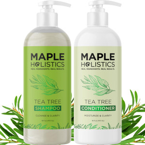 Tea Tree Shampoo and Conditioner Set - Sulfate Free Clarifying Shampoo and Conditioner for Oily Hair & Scalp Care with Australian Tea Tree Oil - Comp