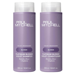 Paul Mitchell Platinum Blonde Gift Set, Purple Shampoo + Conditioner, For Brassy Hair