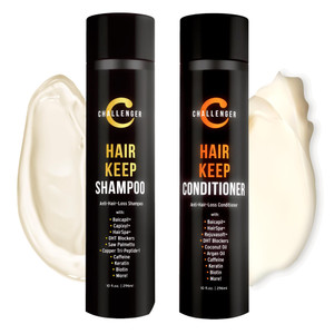 Challenger Men's Hair Keep Shampoo & Conditioner, 2X 10 Oz Bottles | Hair Growth Combo | DHT Blockers| w/Baicapil, Capixil, Rejuvasoft, HairSpa | Caf