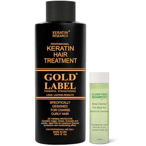 Gold Label 120ml+30 set Professional Results Brazilian Keratin Hair Treatment Blowout with Clarifying Shampoo Enhanced for All Hair Types Coarse Curl