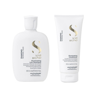 Alfaparf Milano Semi di Lino Diamond Illuminating Shampoo and Conditioner Set - Sulfate Free Shampoo and Conditioner for Color Treated Hair - Adds Br