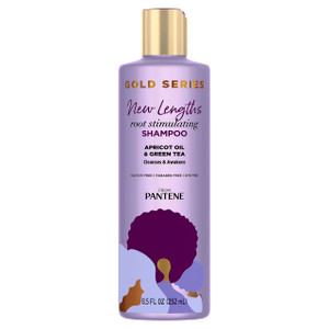 Pantene Gold Series New Lengths Root Stimulating Shampoo with Apricot Oil & Green Tea, for Natural, Textured, Curly, and Coily Hair, Sulfate-Free, Pa