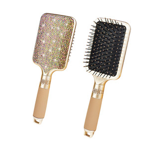 Hair Detangler Brush for Tangles, Knots, Fly Aways - Exceptional Wig Brush for Hair Wraps & Weave Management - Handmade Luxury Bling Crystal Paddle W