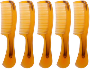 LBY Hair Comb, 5-Pack 16 cm(6.3"), Round Handle Comb Hair Care Comb, Plastic, Yellow