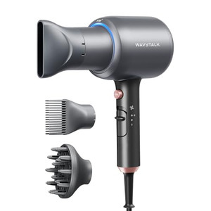 Wavytalk Blow Dryer, Blown Away Ionic Hair Dryer for Curly Hair with Diffuser, 1875W Fast Drying Blow Dryer with Ceramic Technology, 3 Attachments fo