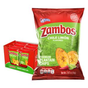 Zambos Chile Limn Plantain Chips, 2.47 oz  Crunchy Snack, Gluten Free  Bold Chili Lime Flavor  (Pack of 8)