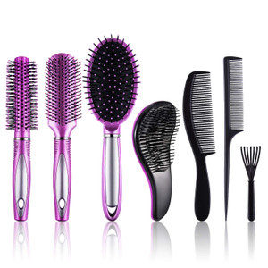 SIQUK 7 Pcs Hair Styling Set for Women and Men: Round Brush, Paddle Brush, Detangling and Wet/Dry Brushes